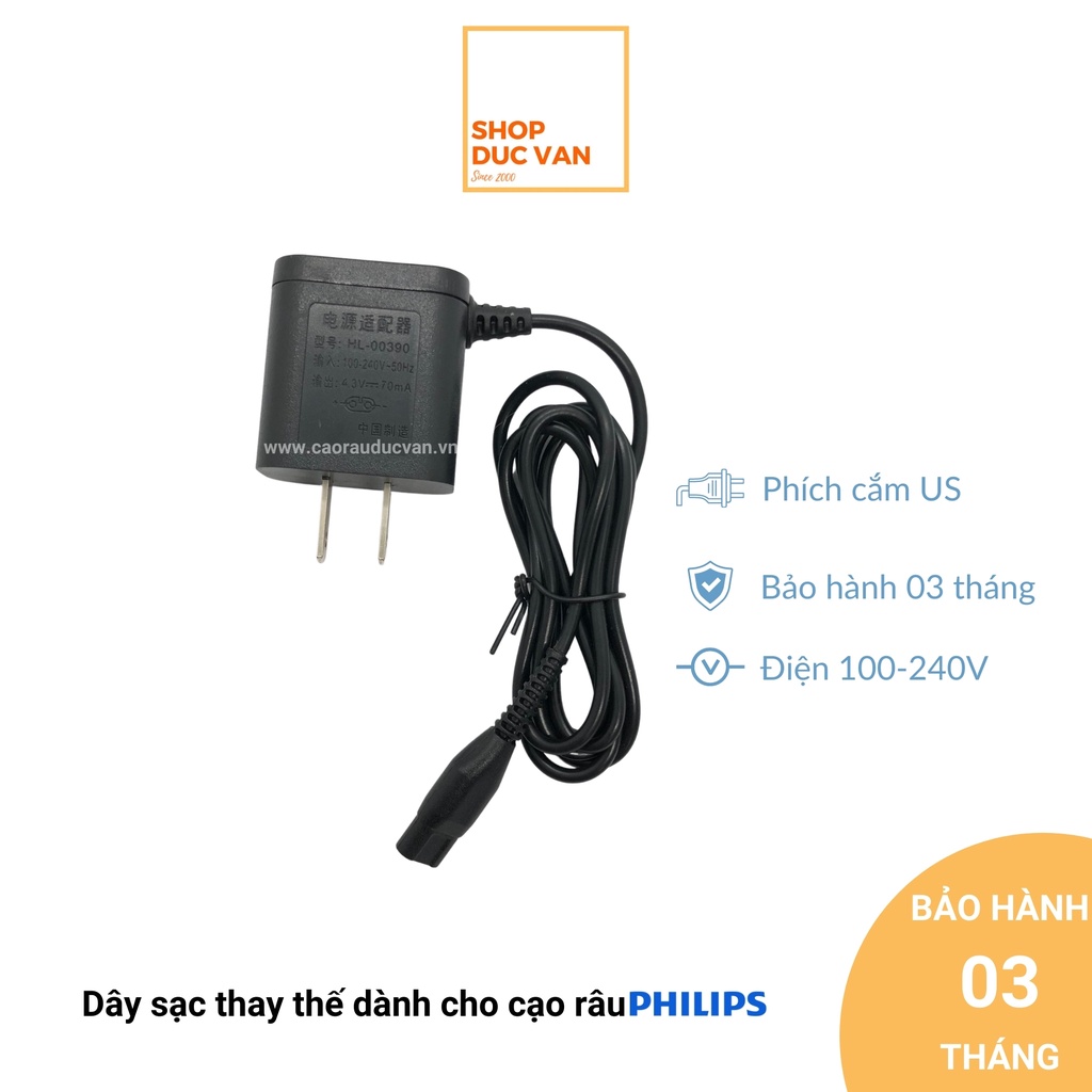 Dây sạc thay thế dành cho máy cạo râu Philips Series 100 300 500, máy cạo râu AquaTouch 1000 S110 S510 S311 S1121 SW170
