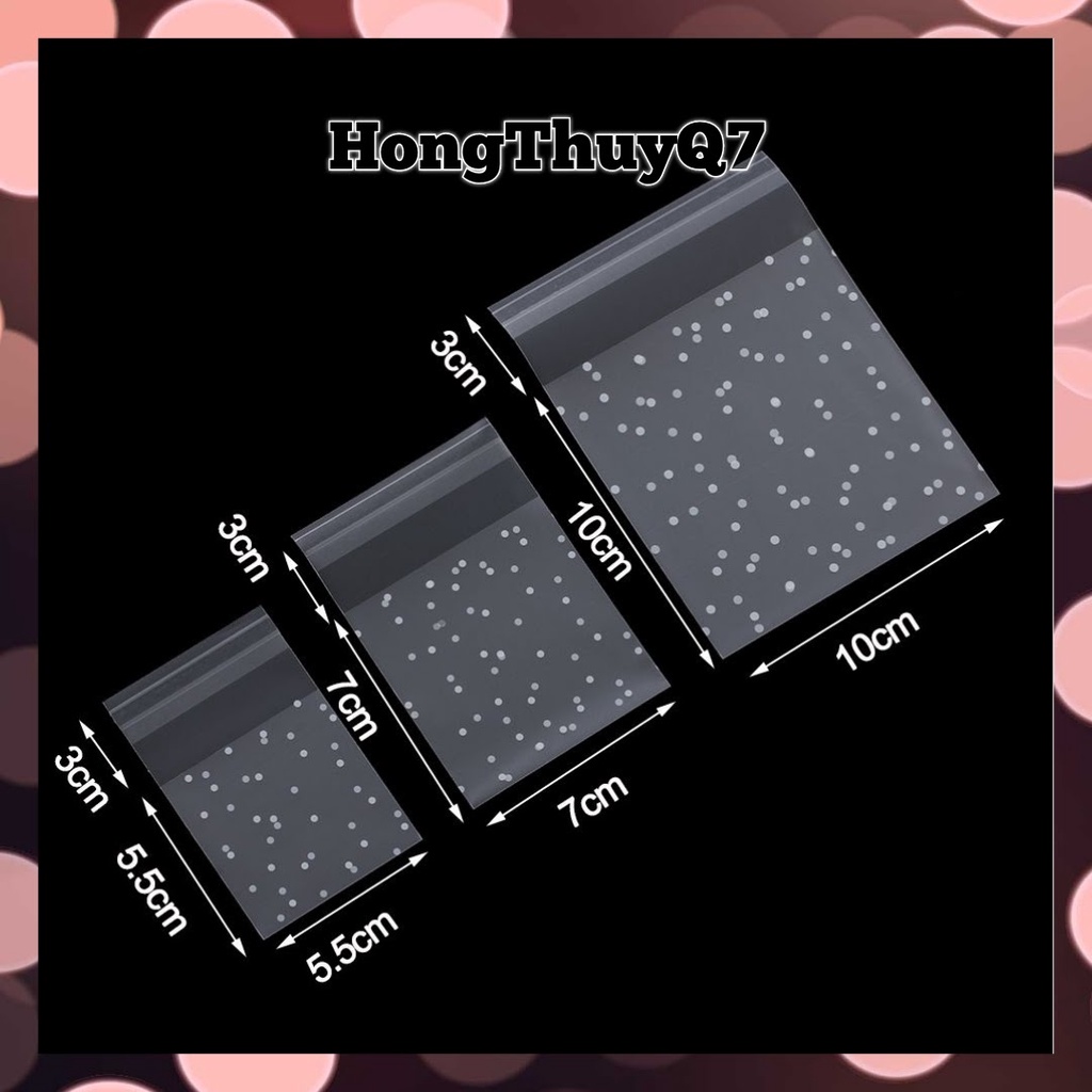 Túi chấm bi đựng bánh kẹo, quà tặng 7x7+3, 10x10+3cm, 14x14+3cm /1.14/- HongThuyQ7