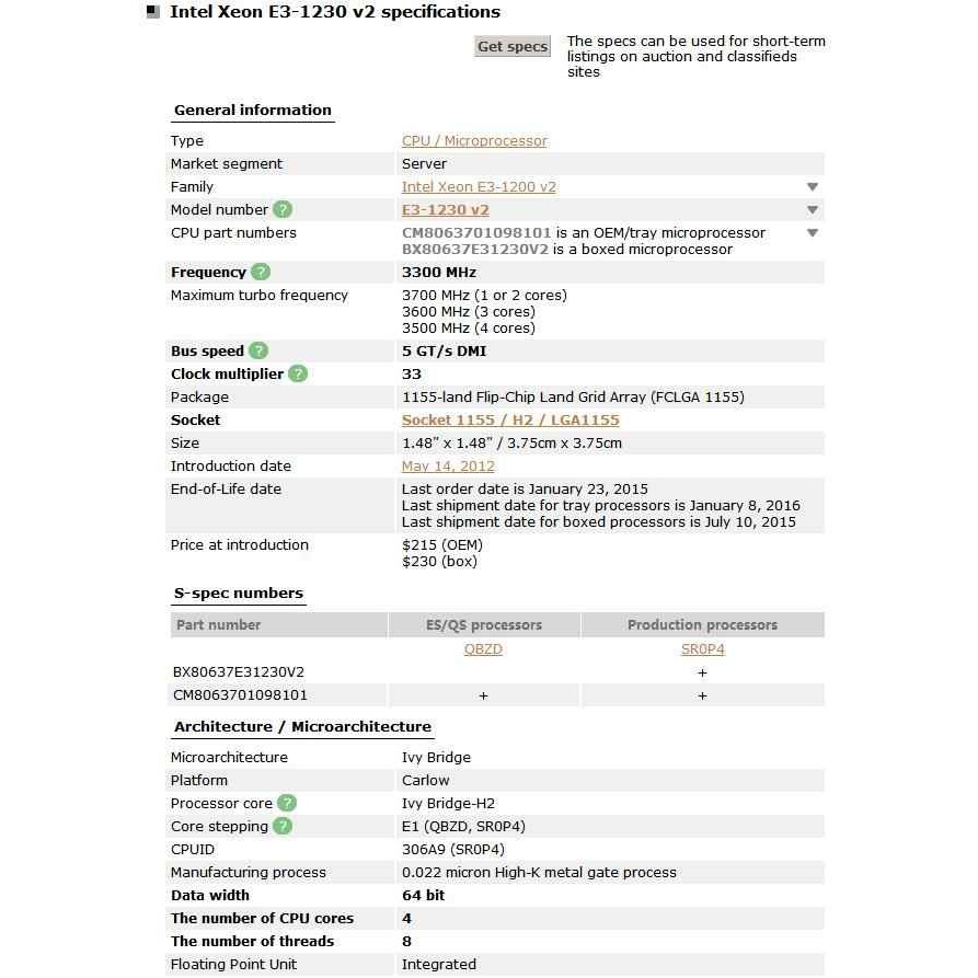 CPU Intel Xeon E3 1230V2 tương đương I7 3770 - 8M Cache upto 3.5 GHz 4 nhân 8 luồng Socket 1155