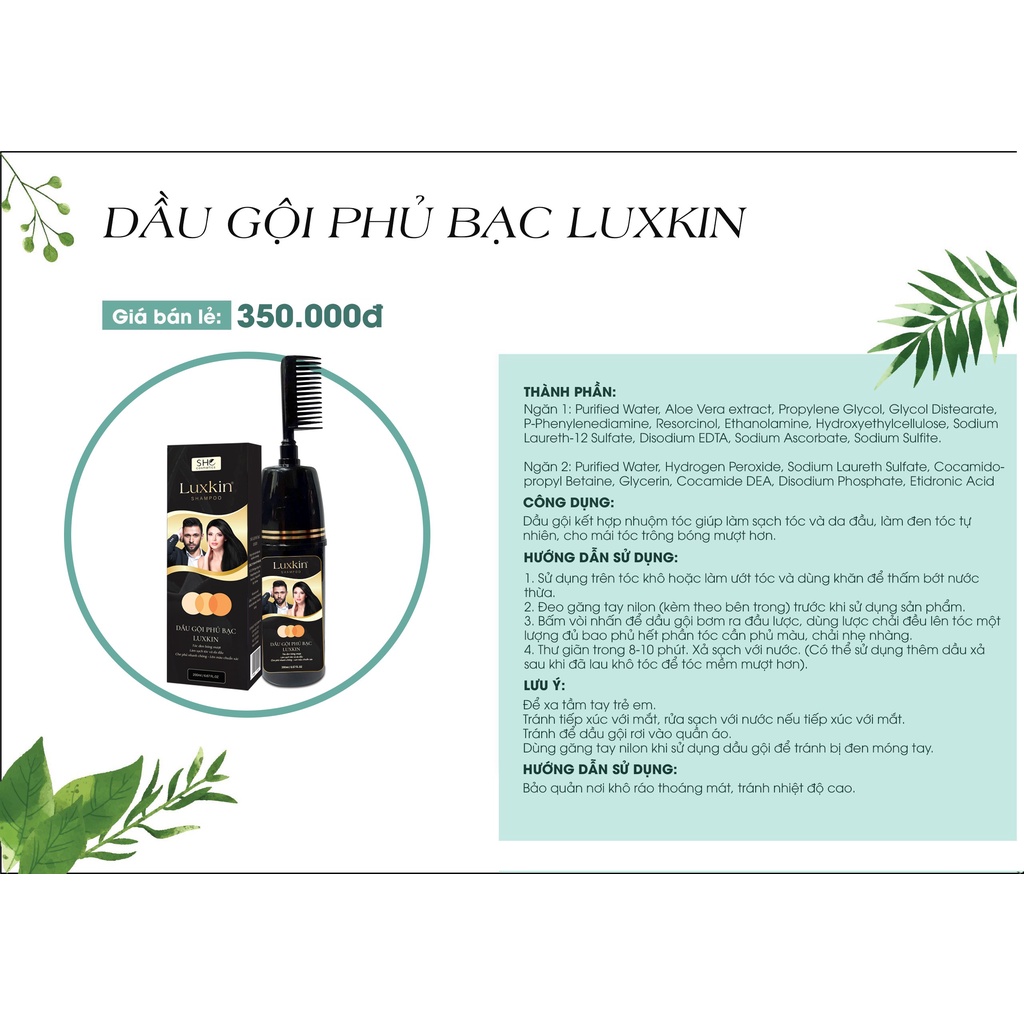 Dầu Gội Phủ Bạc LUXKIN - Hiệu Quả Tức Thì, Sản Phẩm Của Đông Dược Bà Vân