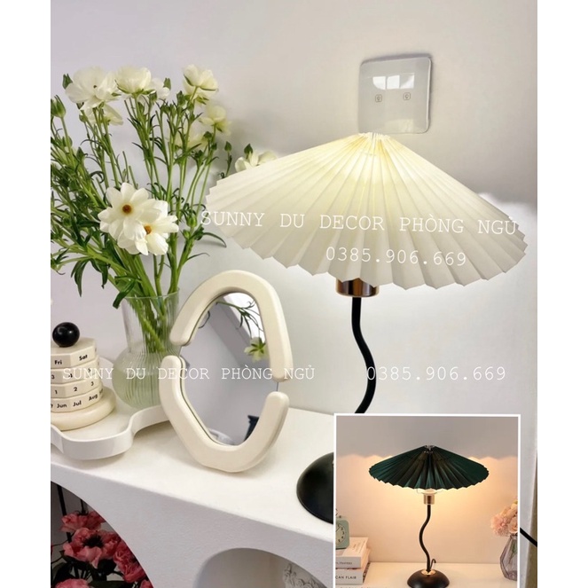 ĐÈN NGỦ ĐỂ BÀN PHONG CÁCH BẮC ÂU, VINTAGE MÀU TRẮNG , XANH, 3 NẤC SÁNG BÓNG LED BẢO VỆ MẮT