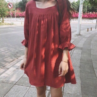 Đầm baby doll cam đất
