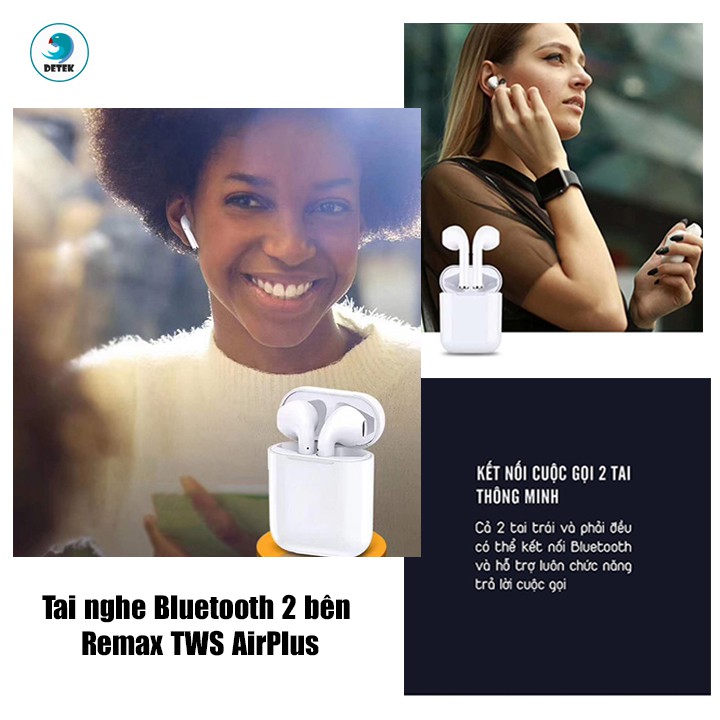 Tai nghe Bluetooth 2 bên Remax TWS AirPlus Touch tặng kèm cáp sạc Lightning (nút cảm ứng)