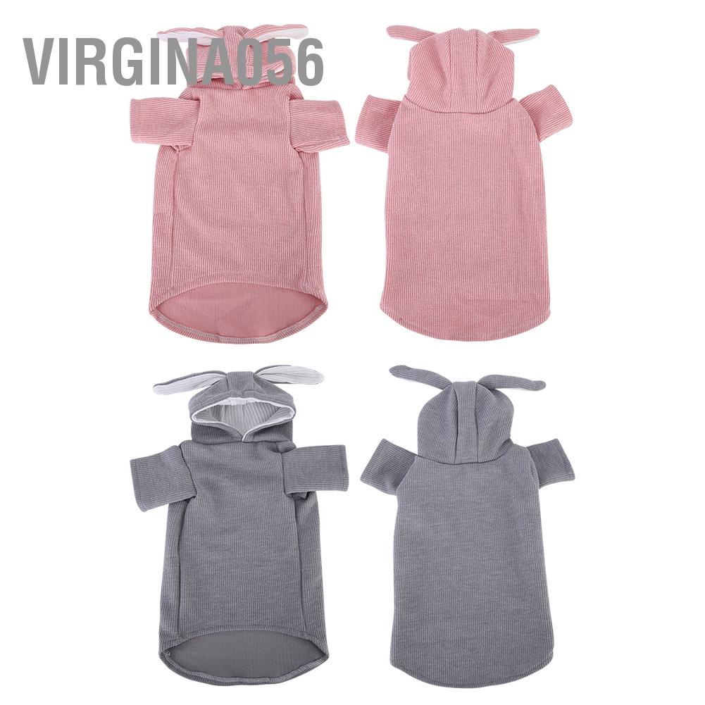 Có thể bán buôn Pet Cat Trang phục cho chó nhỏ Quần áo hình tai thỏ Giữ ấm thiết kế có mũ trùm đầu mùa Thu và Đông Virgina056 Hàng giao ngay