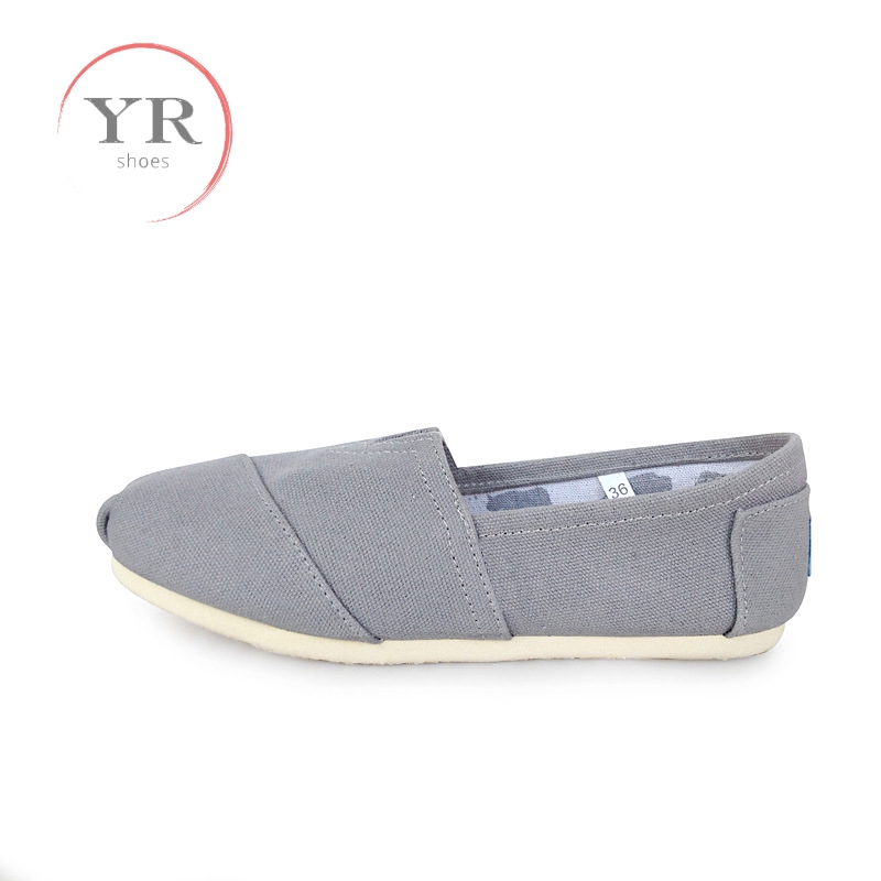 Giày vải canvas màu trơn đế bằng đơn giản thời trang Unisex toms shoes