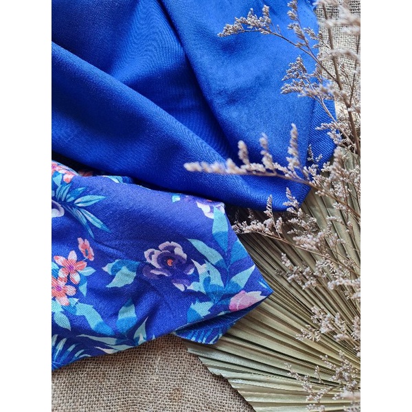 Vải linen bột Hoa và Xanh Cobalt