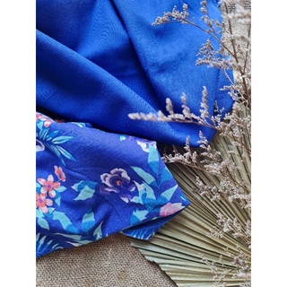 Vải linen bột Hoa và Xanh Cobalt