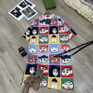 đầm suông form rộng thun lạnh in họa tiết hoạt hình xinh ng