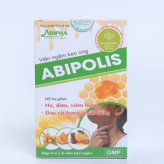 Viên Ngậm Keo Ong ABIPOLIS Hỗ Trợ Giảm Ho, Đờm, Viêm Họng, Đau Rát Họng, Khản Tiếng ( Hộp Bé 4 vỉ )