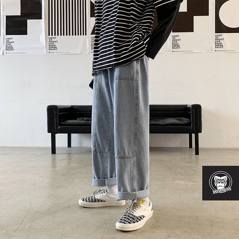 Quần jean ống suông rộng nam nữ unisex t08 2021 Pon.mens | BigBuy360 - bigbuy360.vn