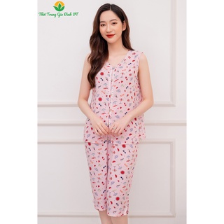 Bộ Lanh Việt Thắng quần lửng áo SN nẹp ren
