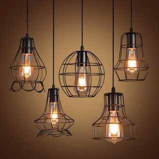Đèn thả trang trí rọ sắt đơn giản (gồm bóng)