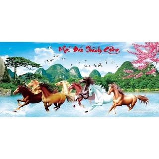 Tranh đính đá ngựa Mã Đáo Thành Công. Kích thước: 120*60cm