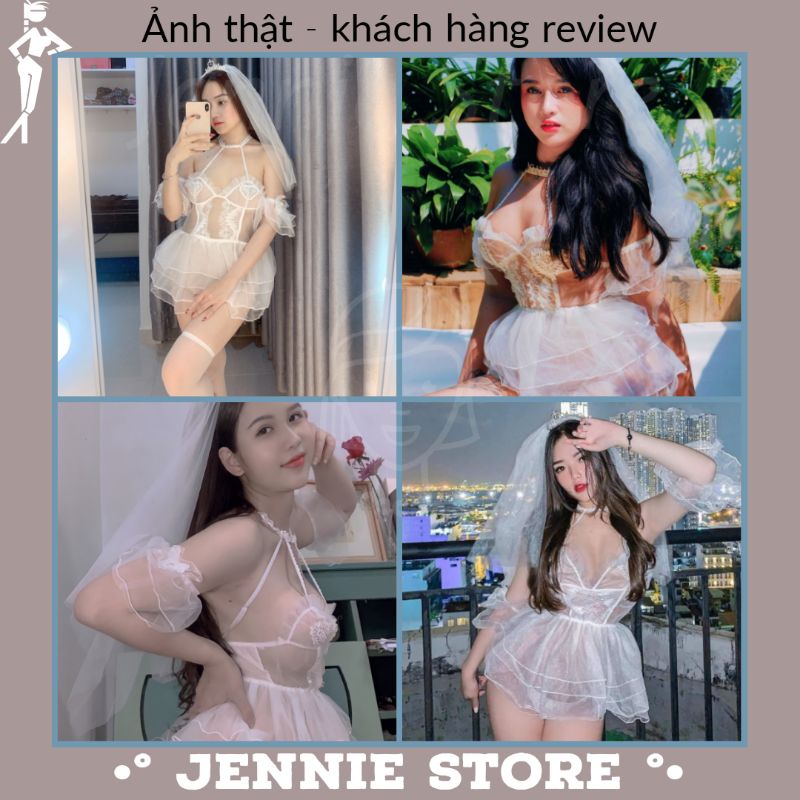 Cosplay cô dâu sexy - váy ngủ bride voan xuyên thấu kèm lúp vương miện gợi cảm | BigBuy360 - bigbuy360.vn