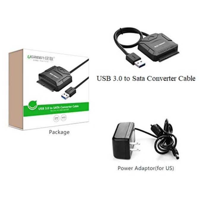 Cáp USB 3.0 to SATA Chính hãng Ugreen 20636 CR108 ( đọc HDD 12TB kèm Adapter 12V 2A)