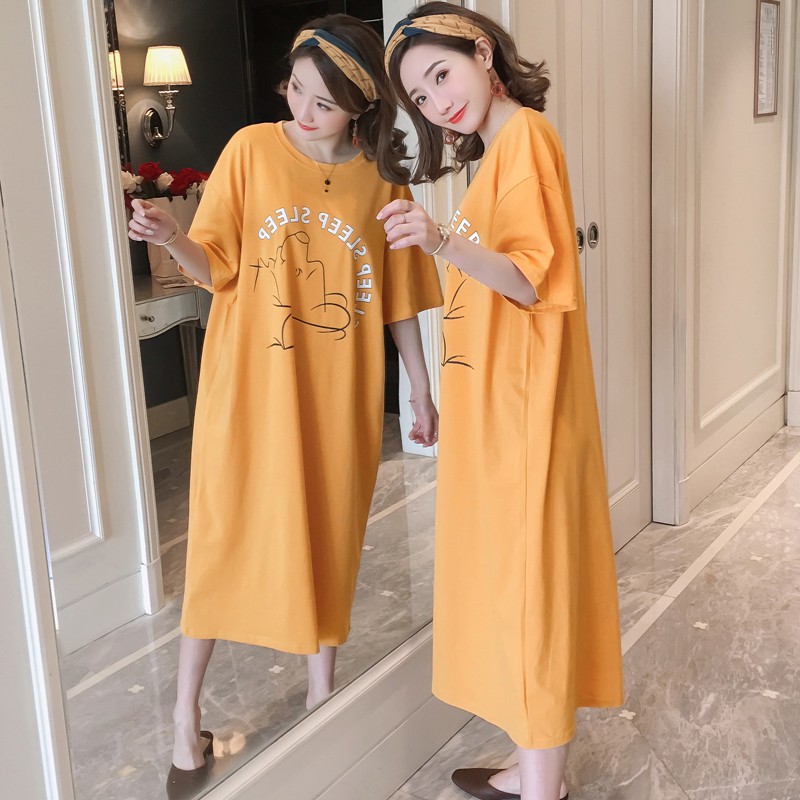 (VIDEO) Đầm thun suông chất cotton in hình gấu ngủ video thật shop quay