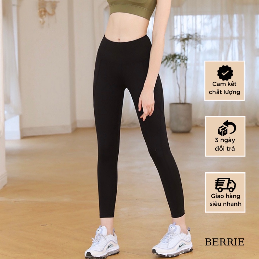 Quần legging dài cotton nâng mông cạp cao siêu hot co giãn 4 chiều màu đen - Quần legging nữ gen bụng mặc tập gym