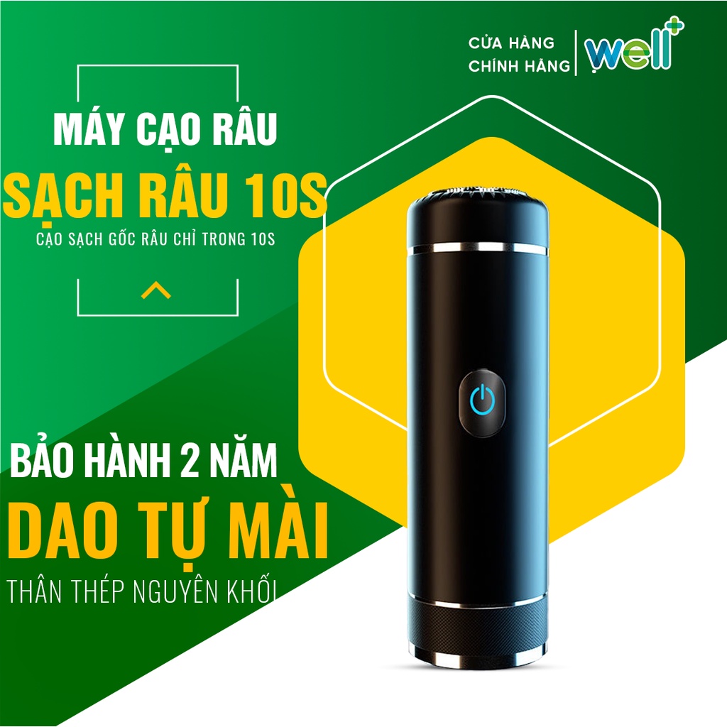 Máy Cạo Râu Mini Wellplus Cạo Sát Chân Râu 10s Lưỡi Dao Tự Mài Công Nghệ Đức