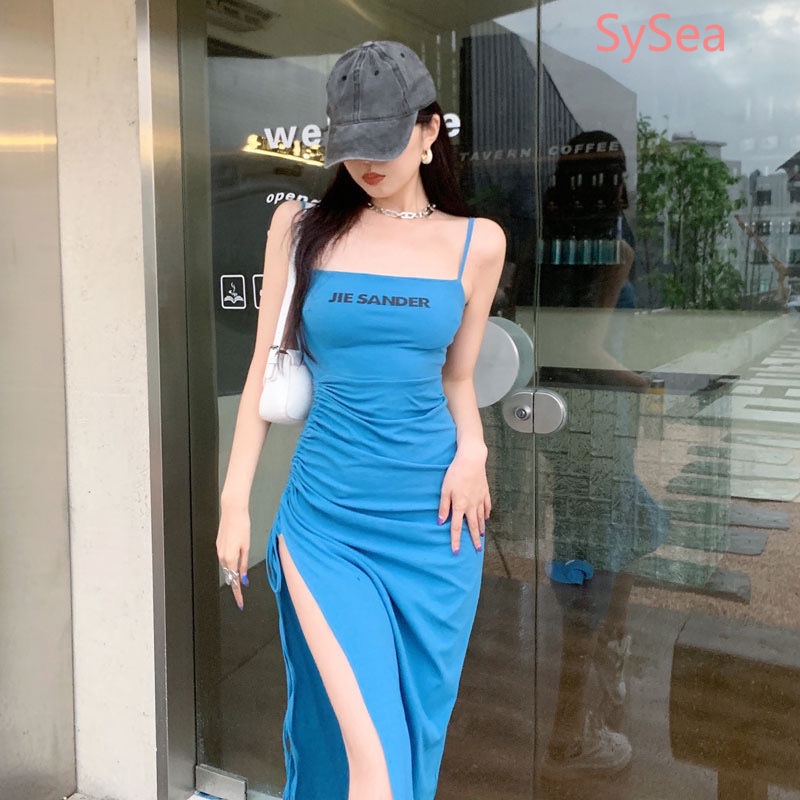 Đầm Dây Rút In Chữ Thời Trang Mùa Hè Quyến Rũ Dành Cho Nữ