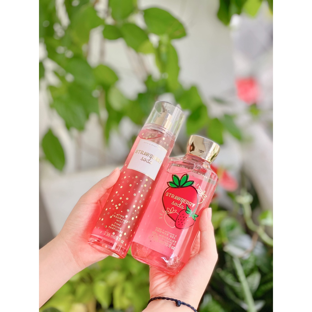 Xịt thơm body mist STRAWBERRY SODA hương nước hoa BATH &amp; BODY WORKS