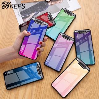 Ốp Điện Thoại Kính Cường Lực Màu Gradient Cho Samsung Galaxy A80 Note 10 Pro 8 9 S10 Plus