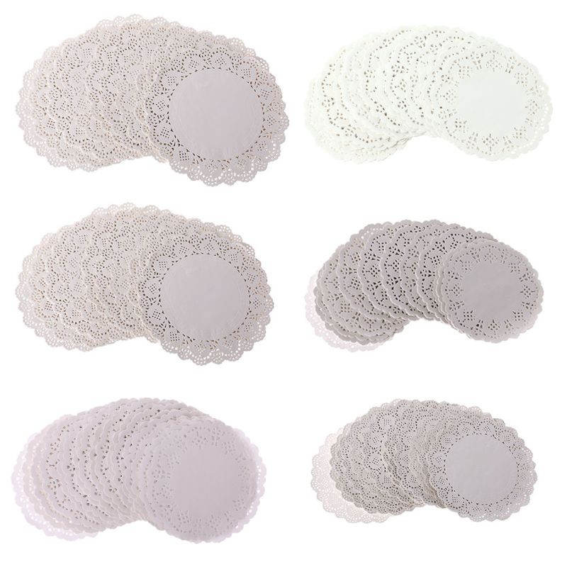Set 200 Miếng Giấy Lót Cốc Hình Tròn Phối Ren Độc Đáo