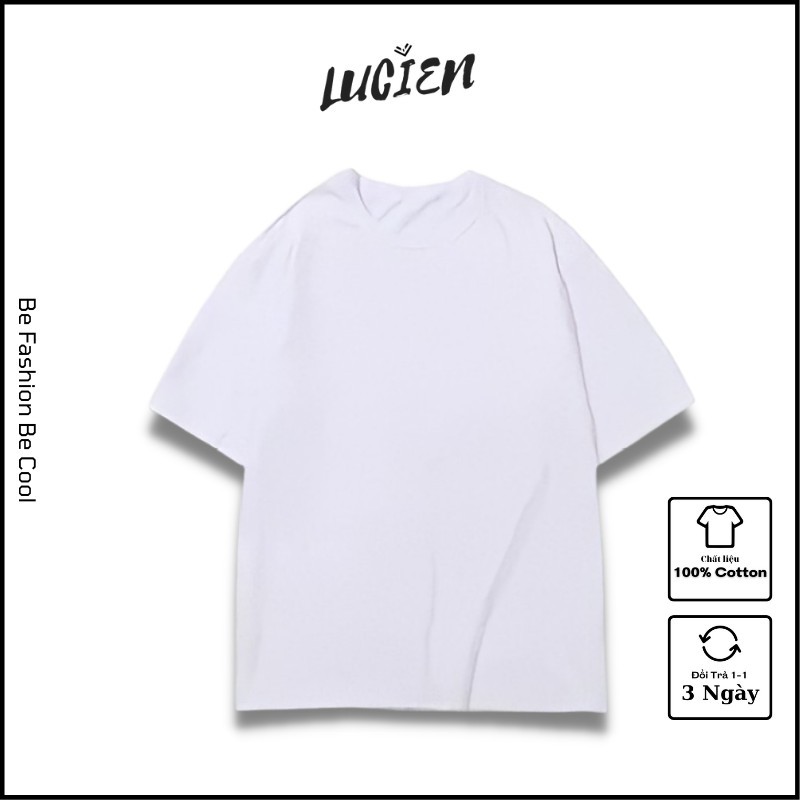 Áo thun trơn form rộng cho nam nữ chất liệu cotton, Áo phông basic tay lỡ phong cách Ulzzang Lucien Official | BigBuy360 - bigbuy360.vn