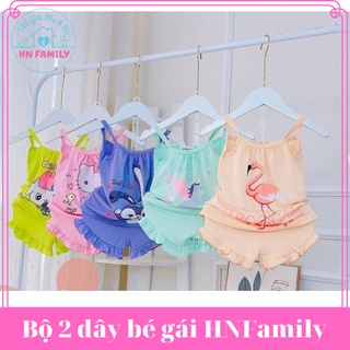 Bộ 2 dây bé gái HNFamily - Bộ quần áo trẻ em thun co dãn họa tiết đáng yêu vải siêu mêm siêu mát cho bé 7-18kg 1-6 tuổi