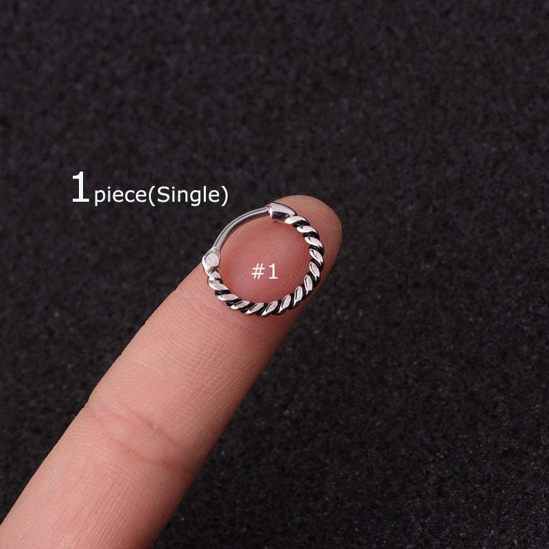 Khuyên tai mạ bạc đơn kiểu dáng vintage 16g 10mm