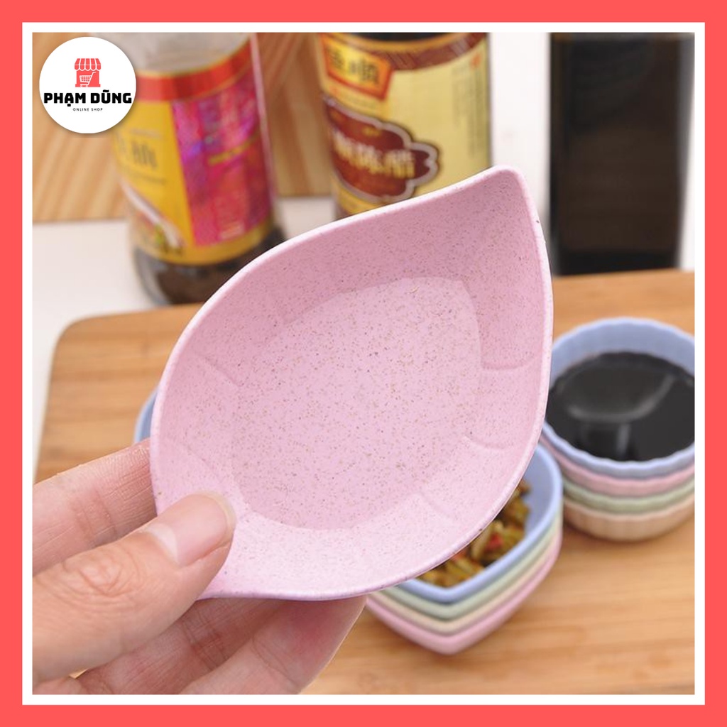 Chén Đựng Gia Vị Nước Chấm Hình Chiếc Lá Nhựa Lúa Mạch Dễ Thương , Dĩa Đựng Gia Vị