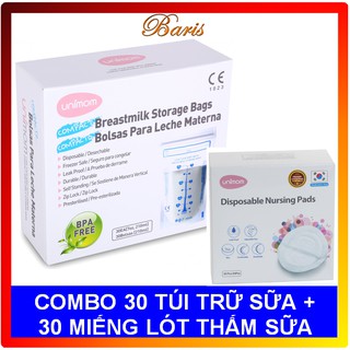  Hộp 30 Túi trữ sữa mẹ + Hộp 30 Miếng lót thấm sữa mẹ Unimom