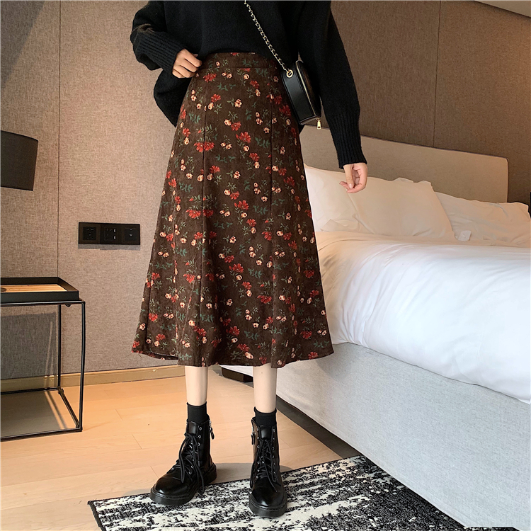 [Mã FAGREEN55 giảm tới 30K đơn 99K] Chân Váy XIAOZHAINV Lưng Cao Họa Tiết Hoa Phong Cách Hàn Quốc Retro | BigBuy360 - bigbuy360.vn