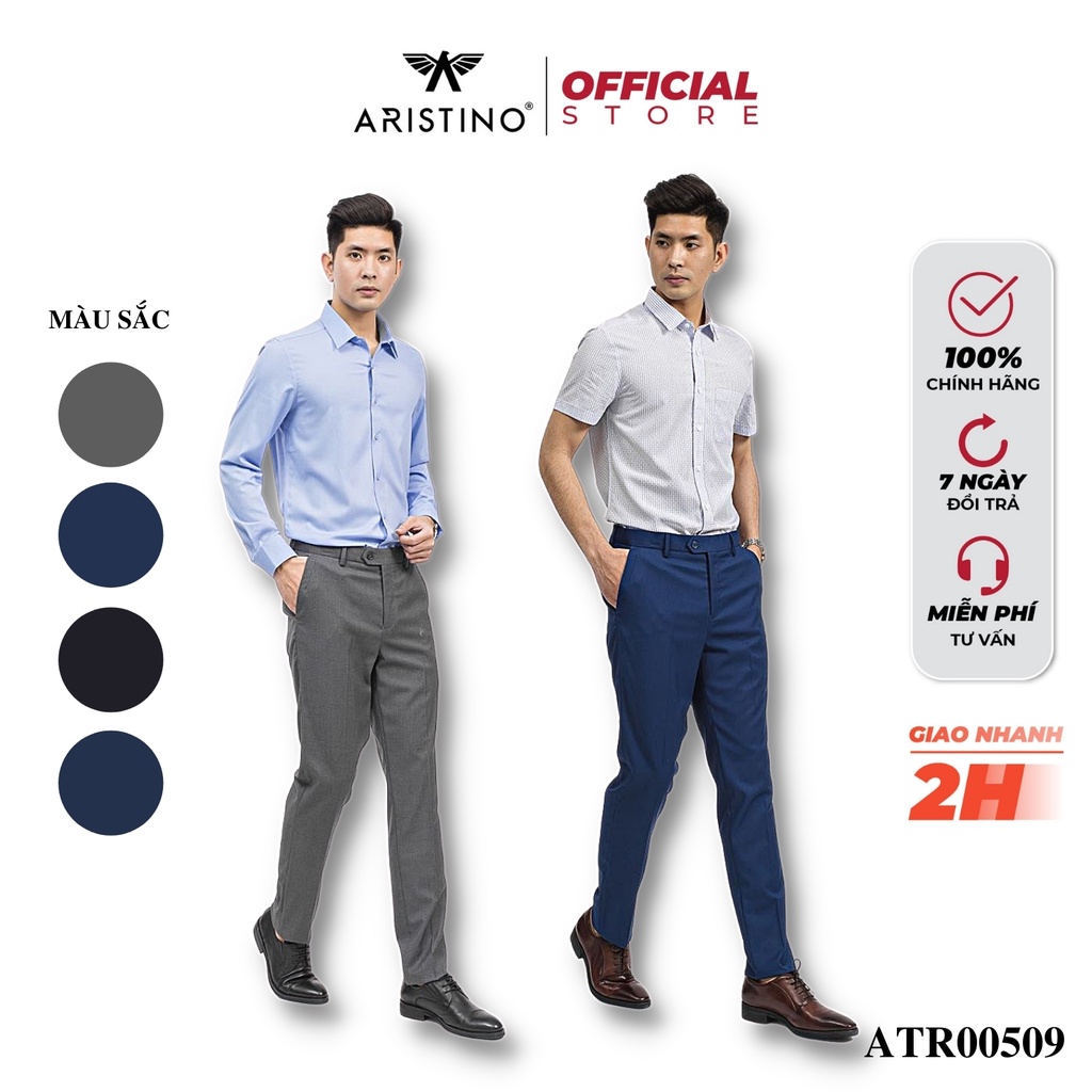 Quần Âu Vải Nam ARISTINO Dáng Slim Fit Cao Cấp Có Khuy Cài Trẻ Trung Lịch Sự Sang Trọng ATR00509