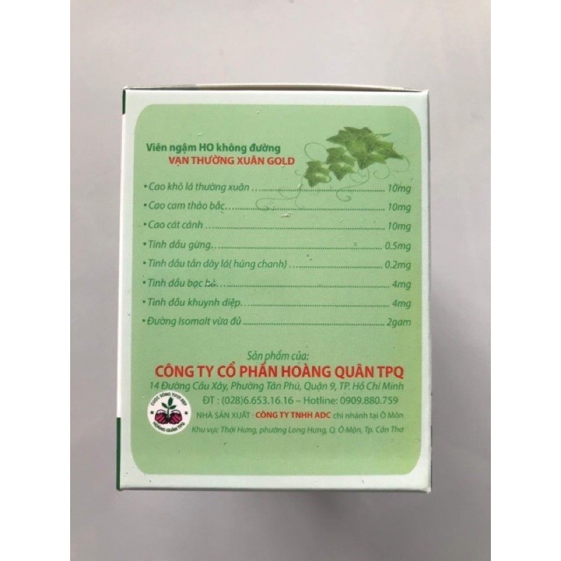 Viên ngậm ho không đường Vạn Thường Xuân Gold - Kẹo ngậm ho không đường