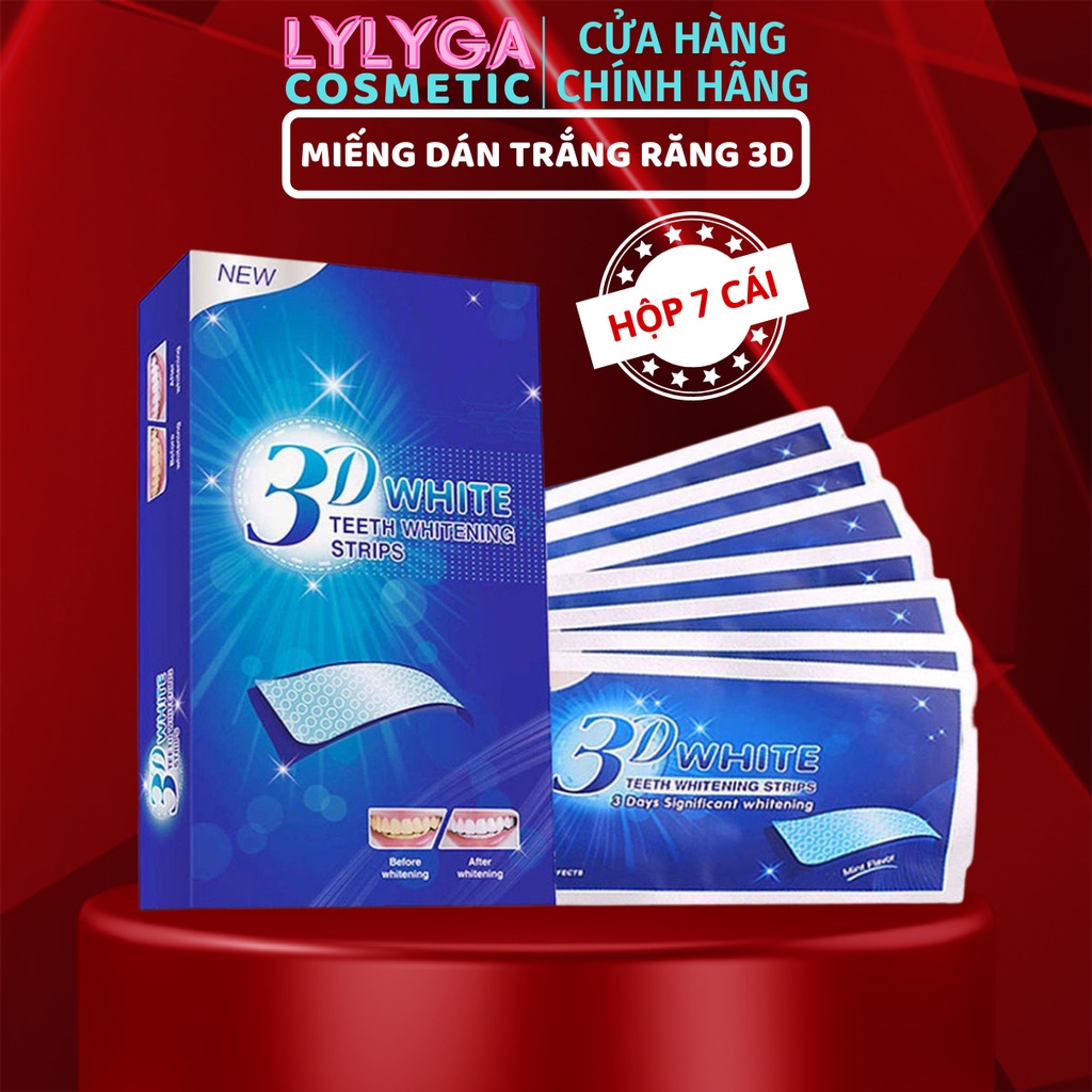 Miếng dán trắng răng 3d White Teeth Whitening Strips Hộp 7 miếng dán răng