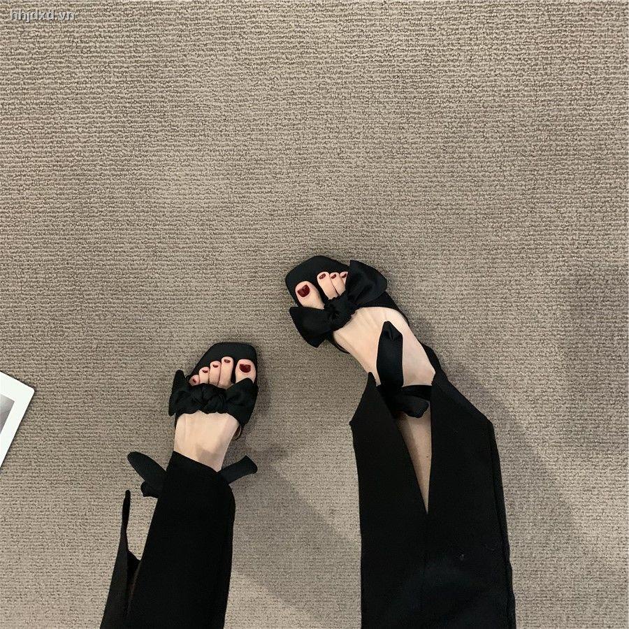 Giày quai hậu đế bằng hở ngón thắt nơ thời trang xuân hè dành cho nữ