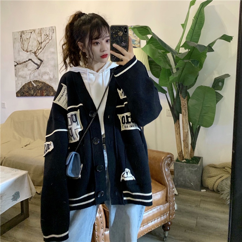 Áo khoác nam nữ cá tính len cardigan tay dài có nút cài form rộng thu đông hàn quốc học sinh ulzzang  couple