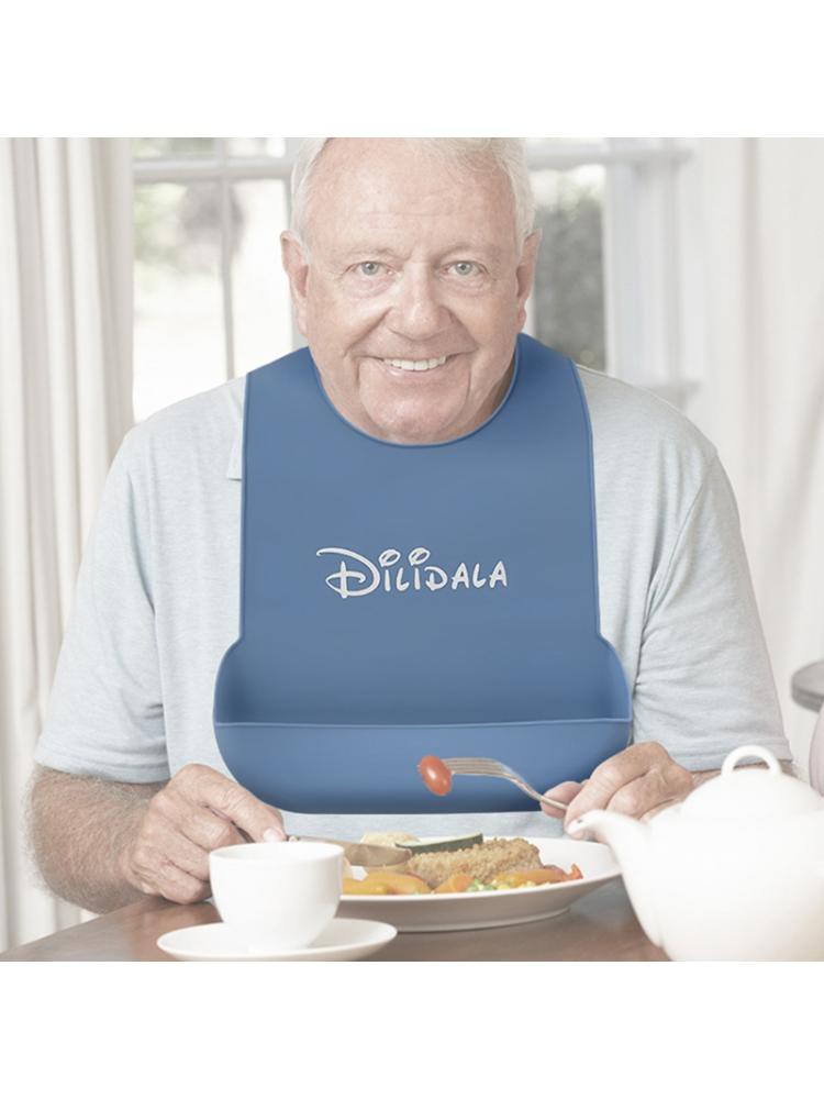 WM Adults Waterproof Anti-oil Silicone Bib Elderly Aged Mealtime Cloth Protector