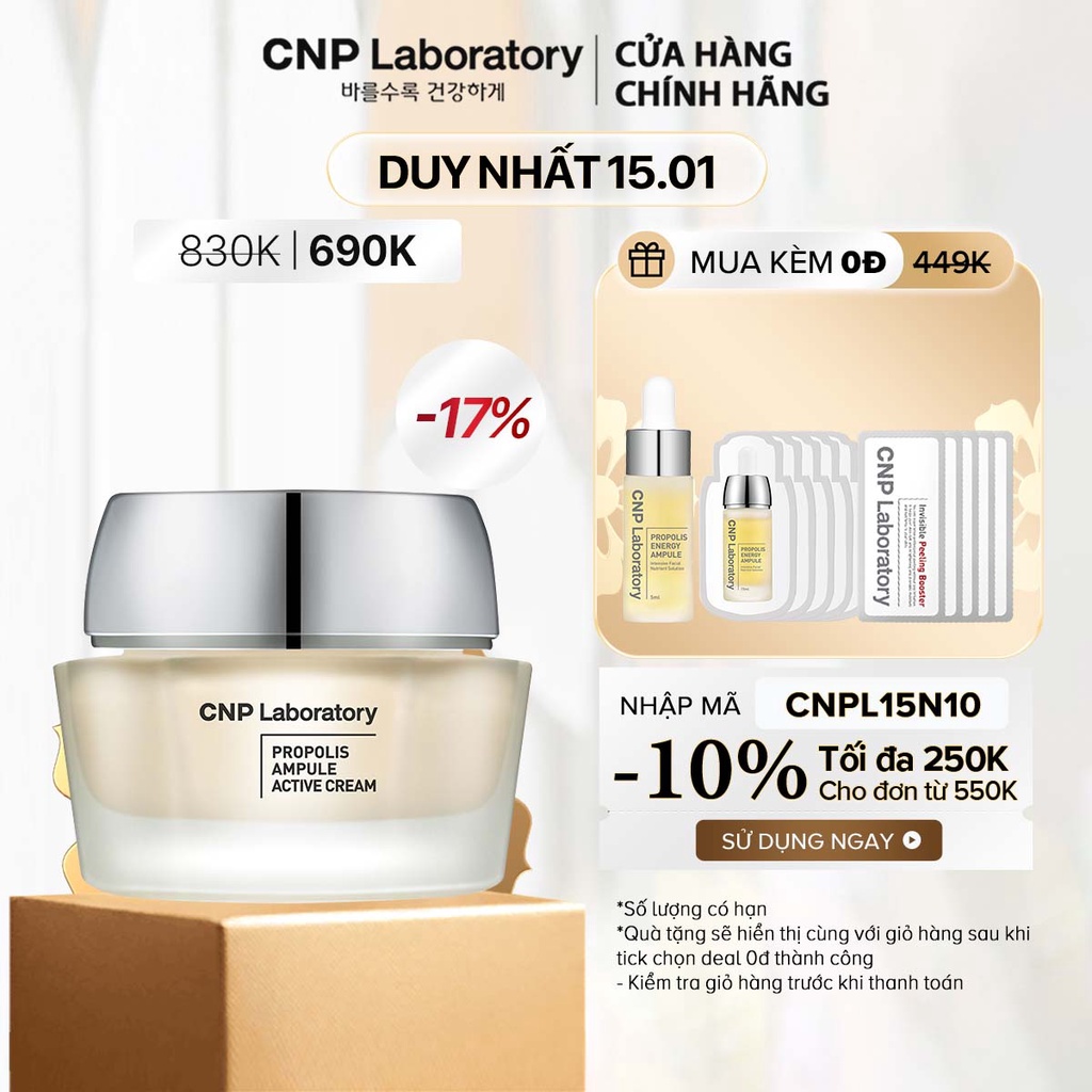 Kem dưỡng keo ong tái tạo phục hồi da CNP Laboratory Propolis Active Cream 50ml