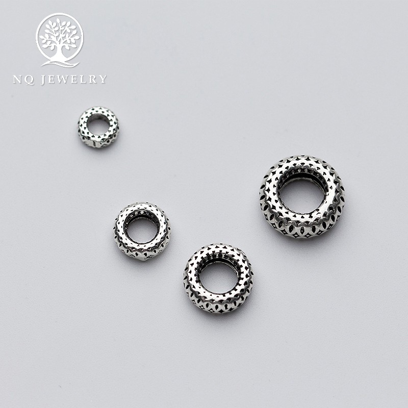 Charm bạc chặn hạt họa tiết hoa văn - NQ Jewelry