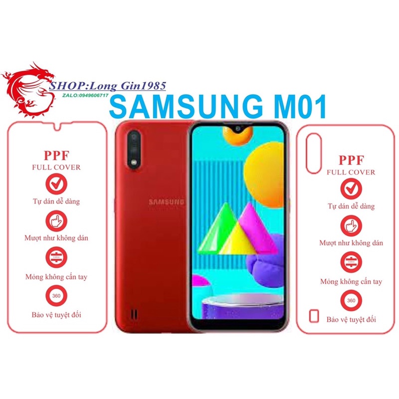 Samsung M01 miếng dán trong Ppf mặt sau và mặt trước chống va đập chống trầy xước
