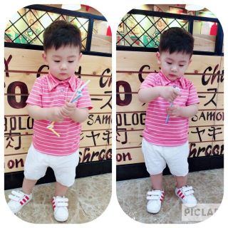 Áo sọc cổ sơ mi cho bé có video cận chất