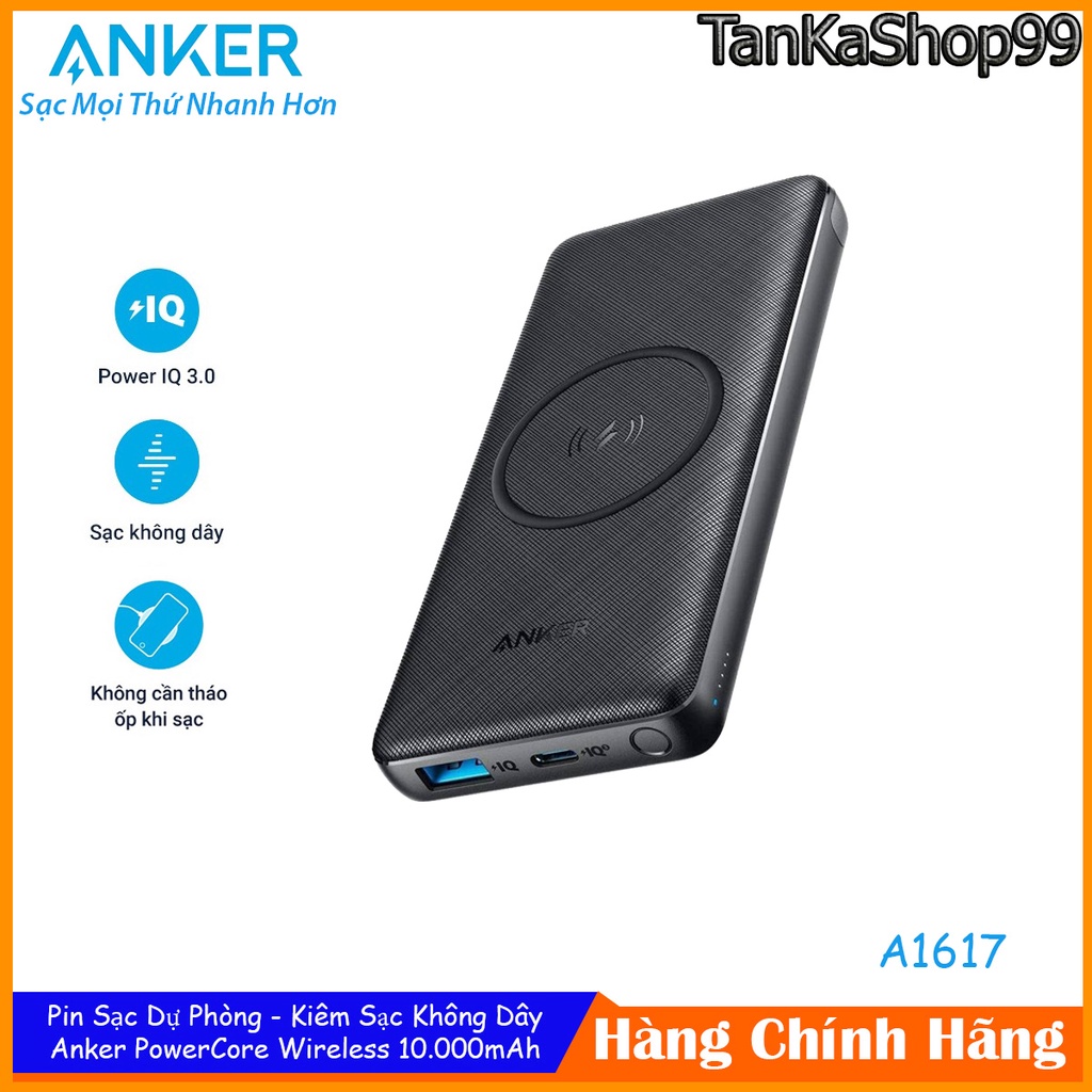 Pin Sạc dự phòng không dây Anker Wireless Powecore III 10.000mAh - A1617 - Kiêm Giá Đỡ Điện Thoại