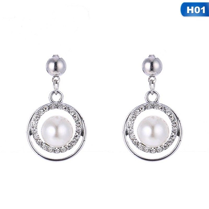 Khuyên Tai Đính Đá Và Ngọc Trai Giả Thanh Lịch Dành Cho Nữ