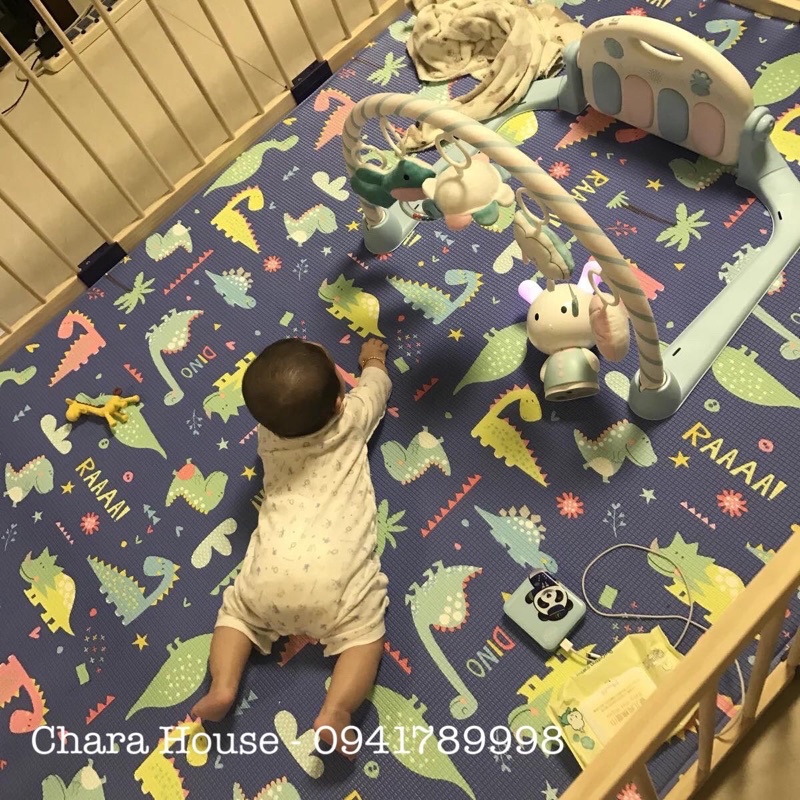 (FREE SHIP) Thảm 100% Silicon Parklon- Babycare Hình Khủng Long Dinosour dày 13mm