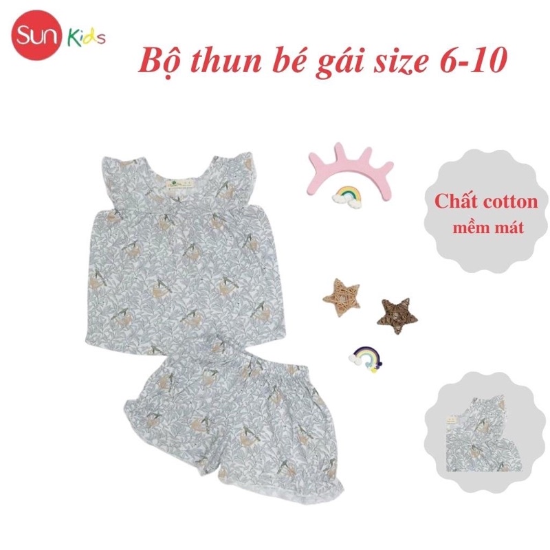 Đồ bộ thun bé gái, đồ bộ trẻ em chất cotton, có nhiều màu, size 6-10 tuổi - SUNKIDS1