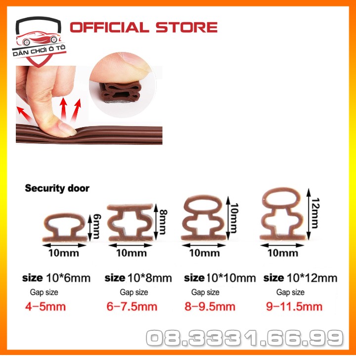 3 mét Gioăng dán cánh cửa loại cao cấp siêu dính type D 2 lớp dày 10-15mm, ron cửa chuyên dụng
