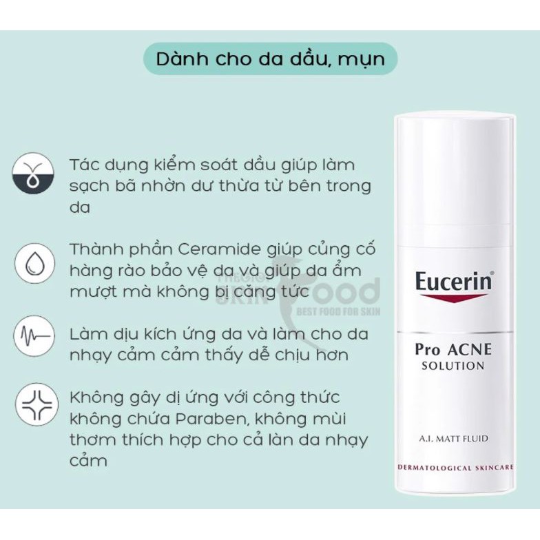 Kem Dưỡng Kiểm Soát Dầu Eucerin Acne-Oil Control Pro Acne Solution A.I Matt Fluid 50ml