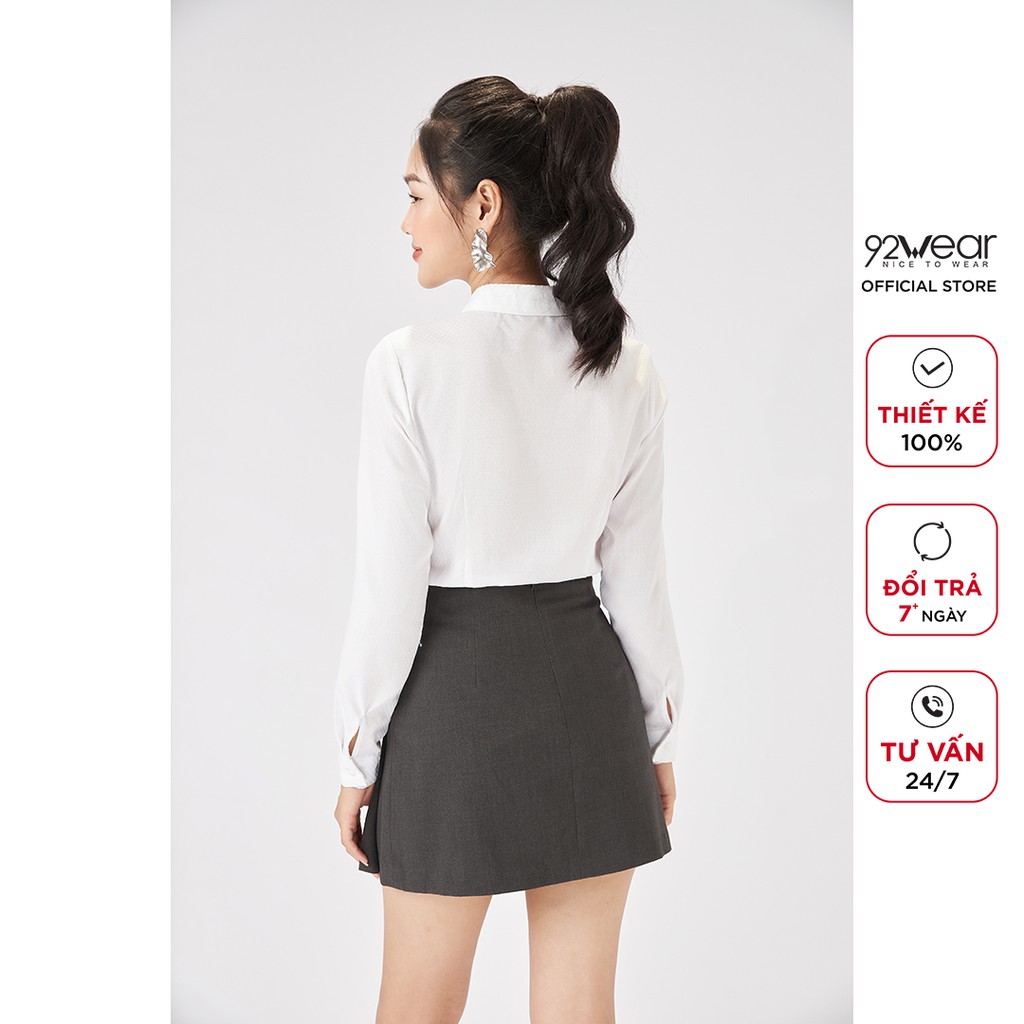 Áo sơ mi trắng nữ 92WEAR cổ đức chất mát ASW1156