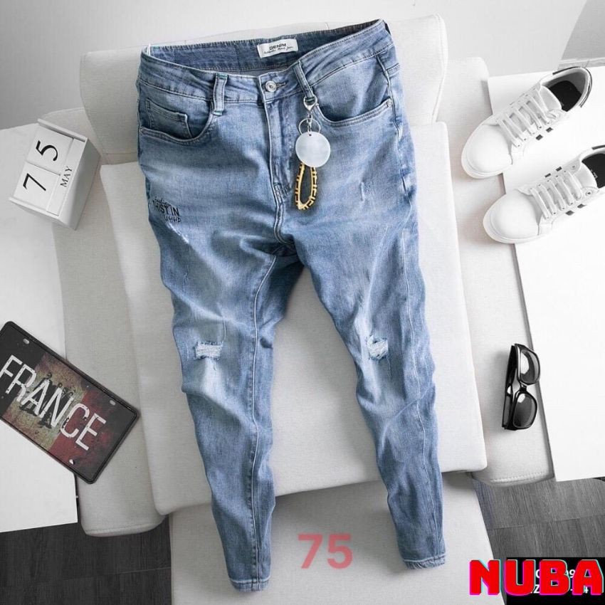 Quần jean nam cao cấp đẹp giá rẻ quần bò màu xanh taka 75